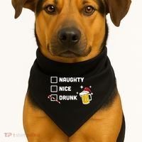 Nice Naughty Drunk Check Christmas Beer Funny Ing Xmas Gift USA-Made Doggie Bandana thumb 1
