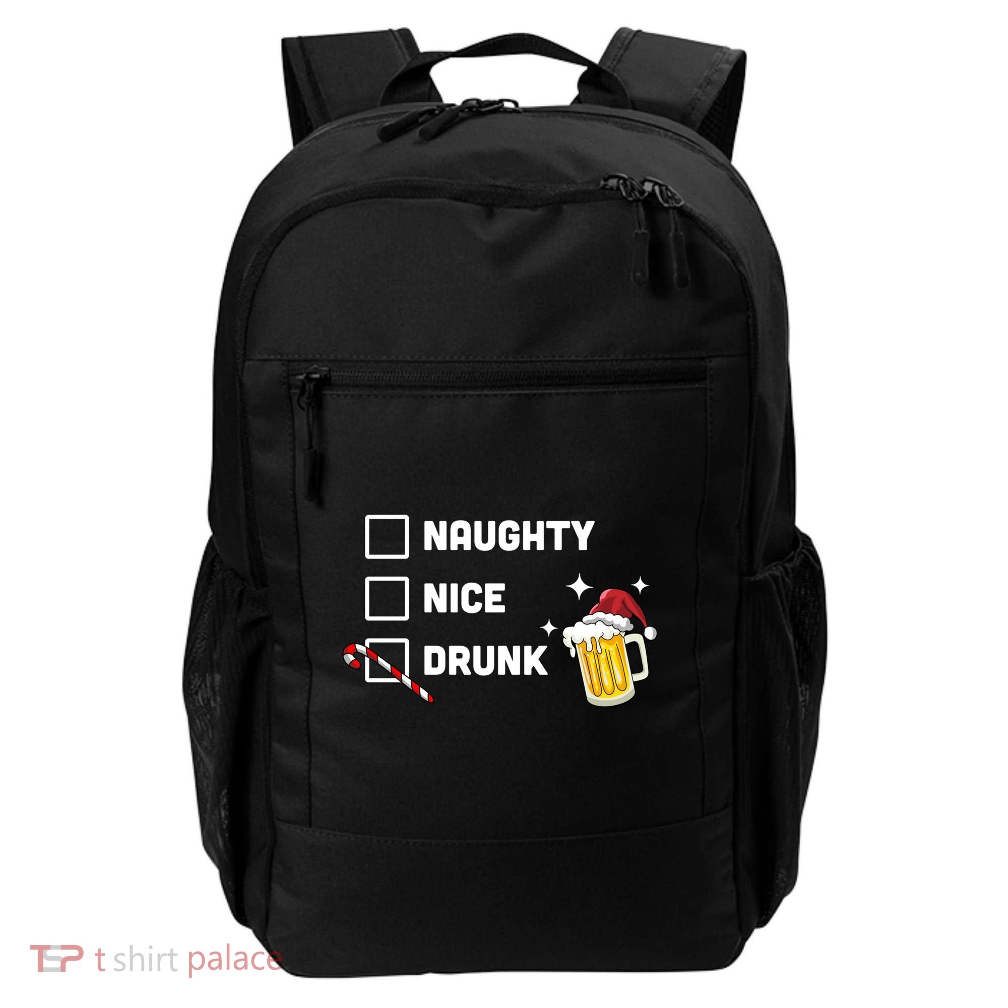 Nice Naughty Drunk Check Christmas Beer Funny Ing Xmas Gift Backpack