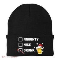 Nice Naughty Drunk Check Christmas Beer Funny Ing Xmas Gift Beanie thumb 0