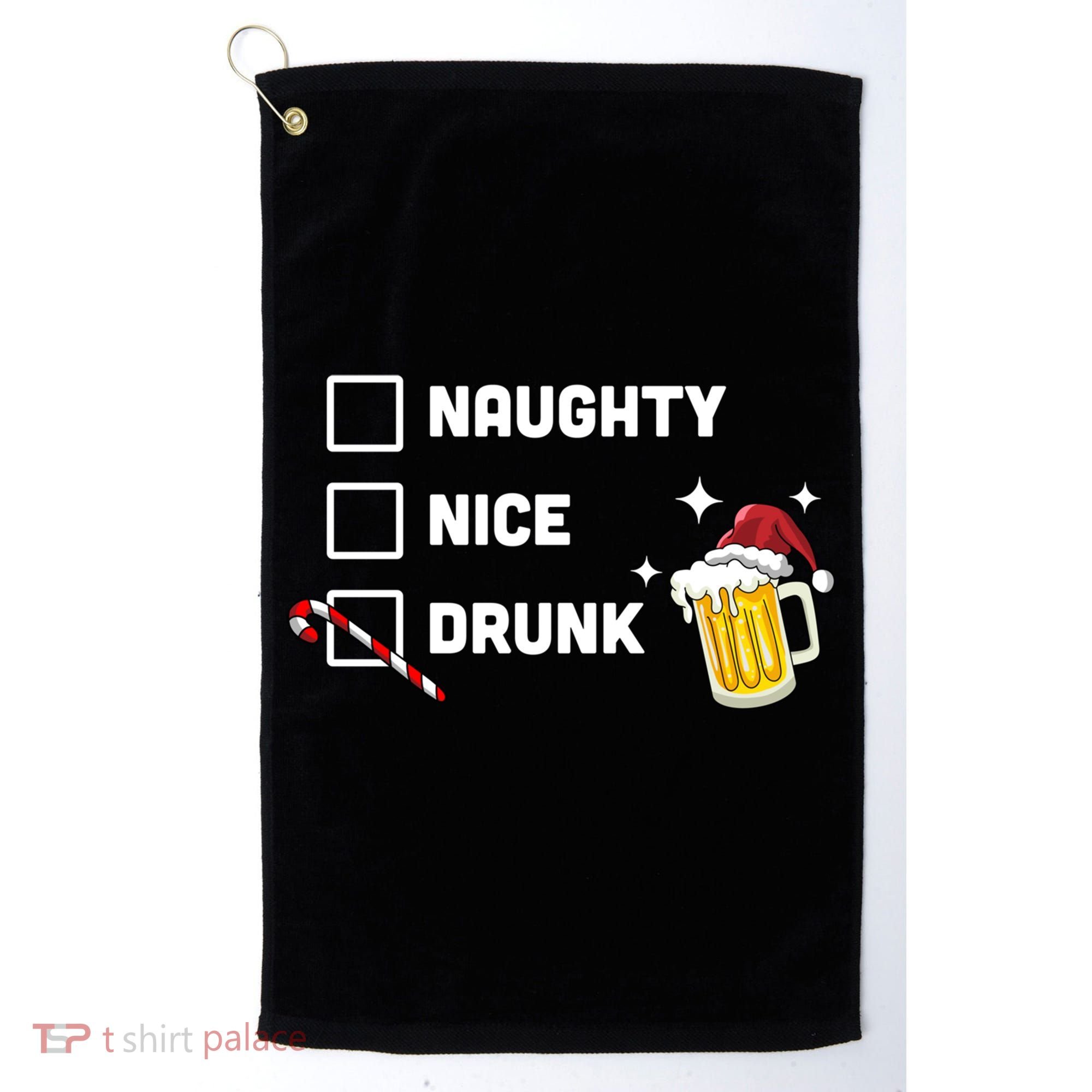 Nice Naughty Drunk Check Christmas Beer Funny Ing Xmas Gift Golf Towel