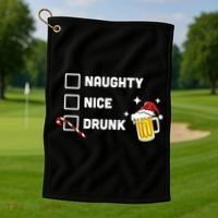 Nice Naughty Drunk Check Christmas Beer Funny Ing Xmas Gift Golf Towel thumb 1