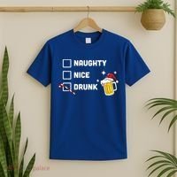 Nice Naughty Drunk Check Christmas Beer Funny Ing Xmas Gift T-Shirt thumb 2