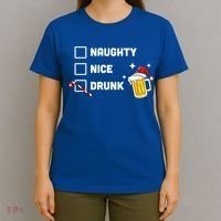 Nice Naughty Drunk Check Christmas Beer Funny Ing Xmas Gift T-Shirt thumb 4
