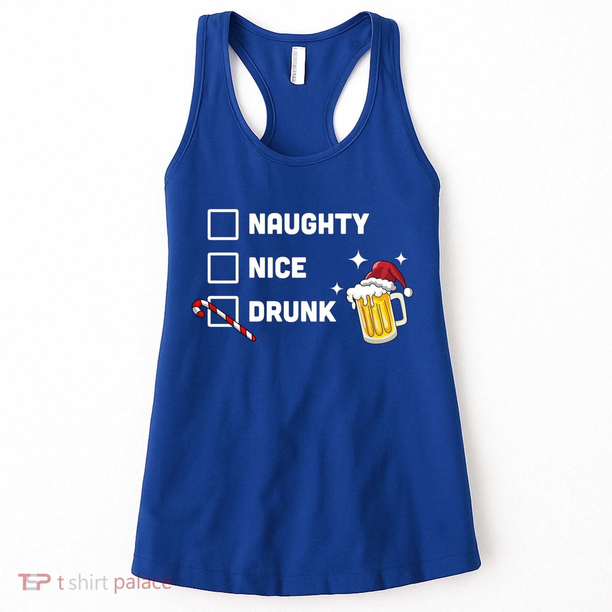 Nice Naughty Drunk Check Christmas Beer Funny Ing Xmas Gift Women's Tank Top