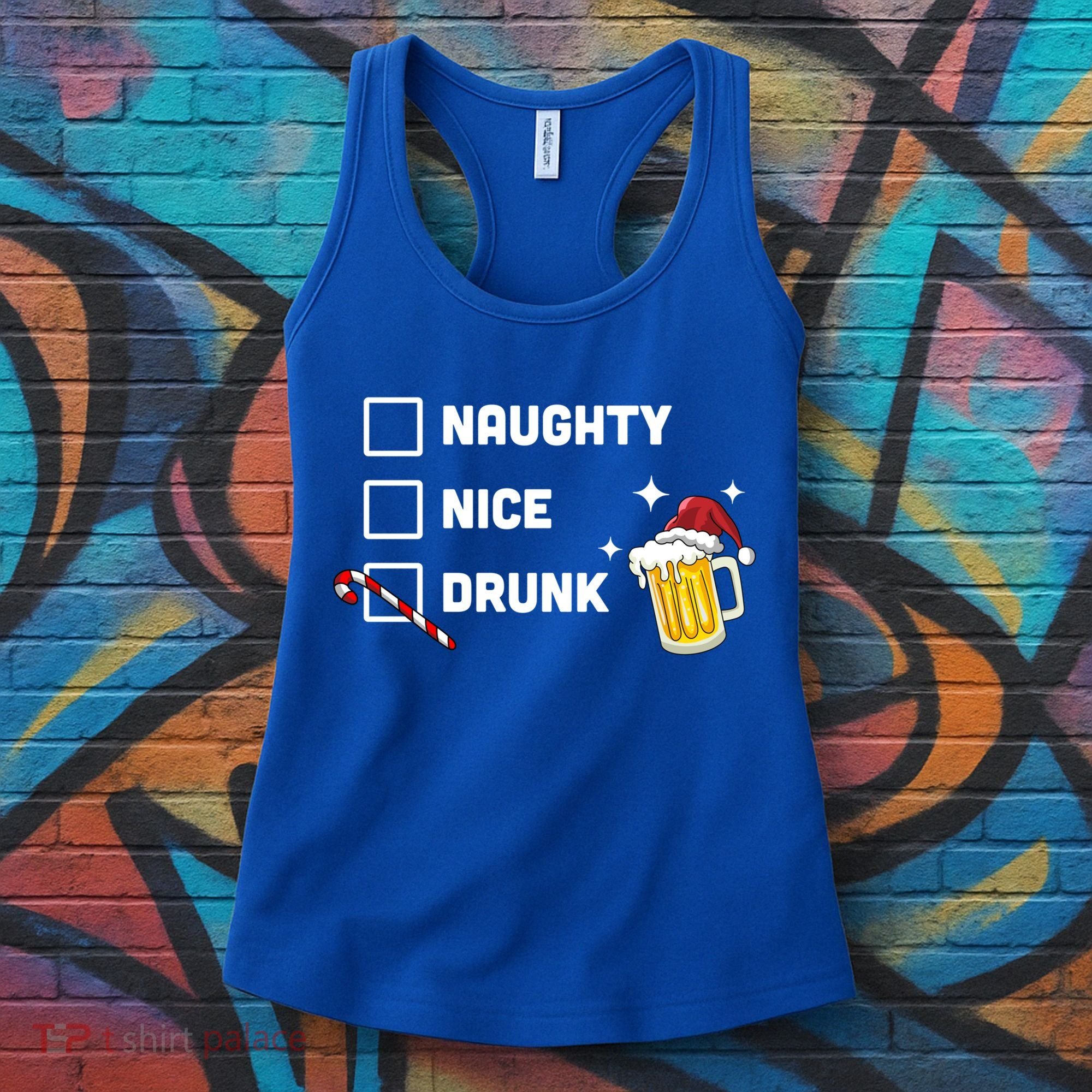 Nice Naughty Drunk Check Christmas Beer Funny Ing Xmas Gift Women's Tank Top