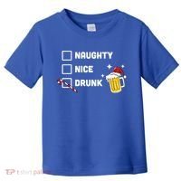 Nice Naughty Drunk Check Christmas Beer Funny Ing Xmas Gift Toddler T-Shirt thumb 0