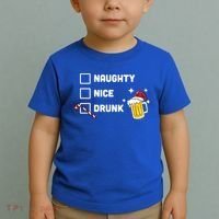 Nice Naughty Drunk Check Christmas Beer Funny Ing Xmas Gift Toddler T-Shirt thumb 2