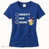 Nice Naughty Drunk Check Christmas Beer Funny Ing Xmas Gift Women's T-Shirt thumb 0