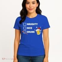 Nice Naughty Drunk Check Christmas Beer Funny Ing Xmas Gift Women's T-Shirt thumb 4