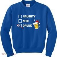 Nice Naughty Drunk Check Christmas Beer Funny Ing Xmas Gift Kids Sweatshirt thumb 0
