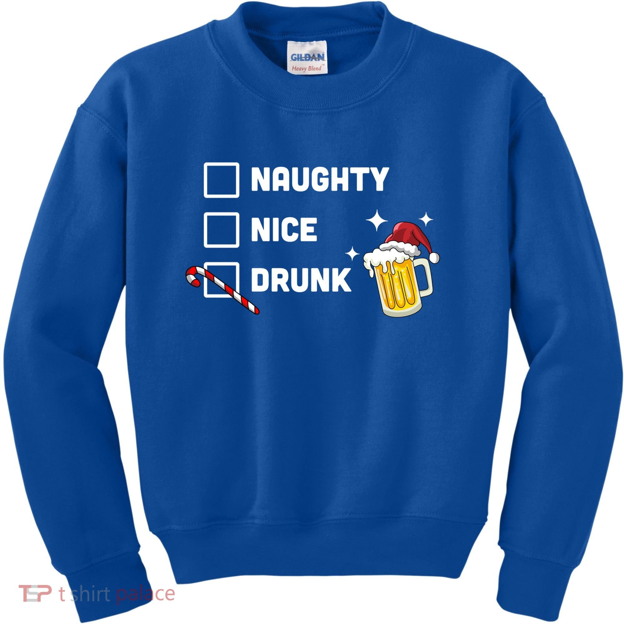 Nice Naughty Drunk Check Christmas Beer Funny Ing Xmas Gift Kids Sweatshirt