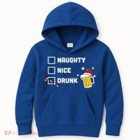 Nice Naughty Drunk Check Christmas Beer Funny Ing Xmas Gift Kids Hoodie thumb 0