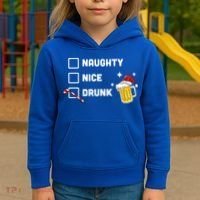 Nice Naughty Drunk Check Christmas Beer Funny Ing Xmas Gift Kids Hoodie thumb 3