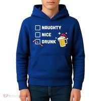 Nice Naughty Drunk Check Christmas Beer Funny Ing Xmas Gift Kids Hoodie thumb 4
