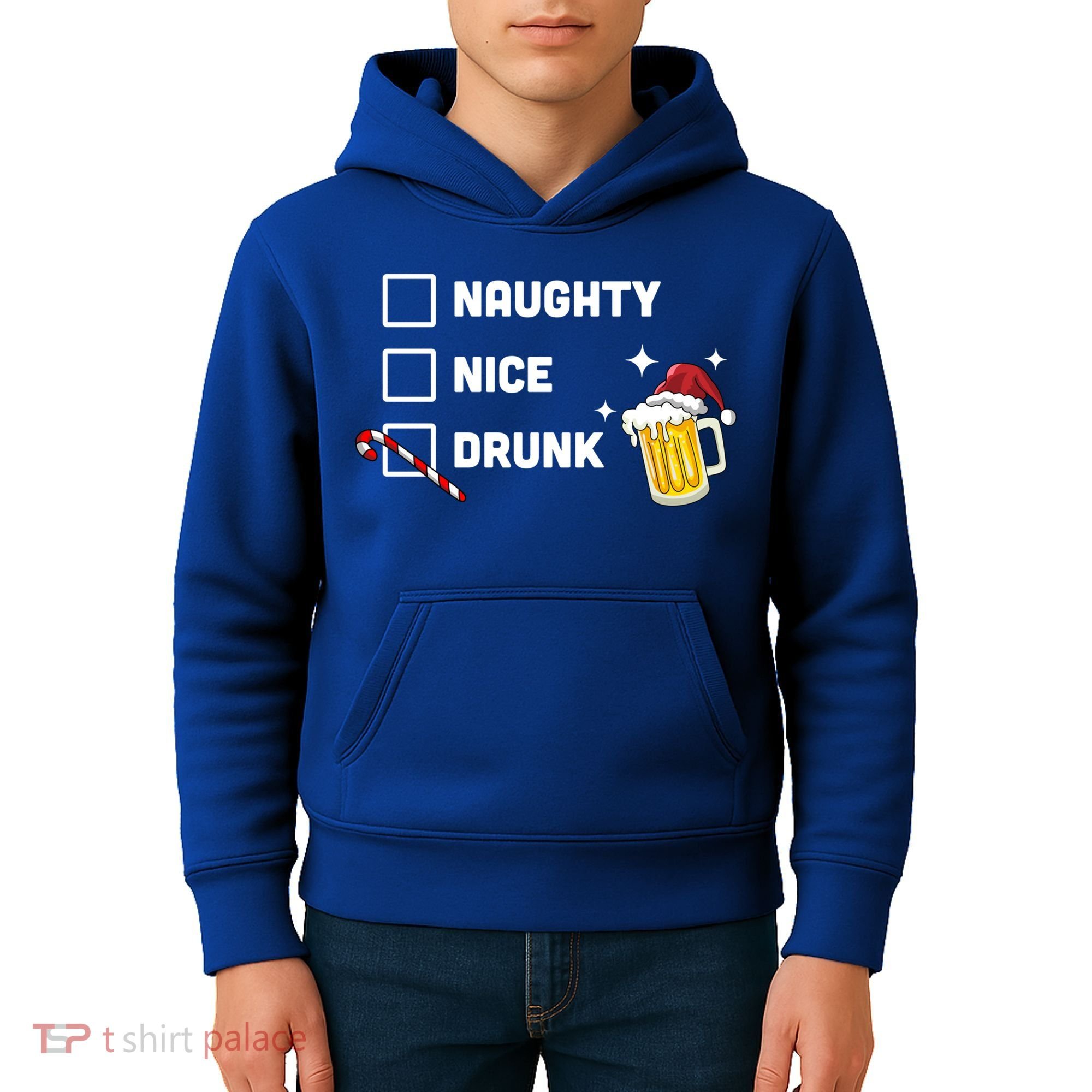 Nice Naughty Drunk Check Christmas Beer Funny Ing Xmas Gift Kids Hoodie