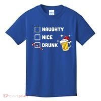 Nice Naughty Drunk Check Christmas Beer Funny Ing Xmas Gift Kids T-Shirt thumb 0