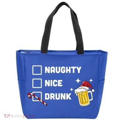 Nice Naughty Drunk Check Christmas Beer Funny Ing Xmas Gift Tote Bag