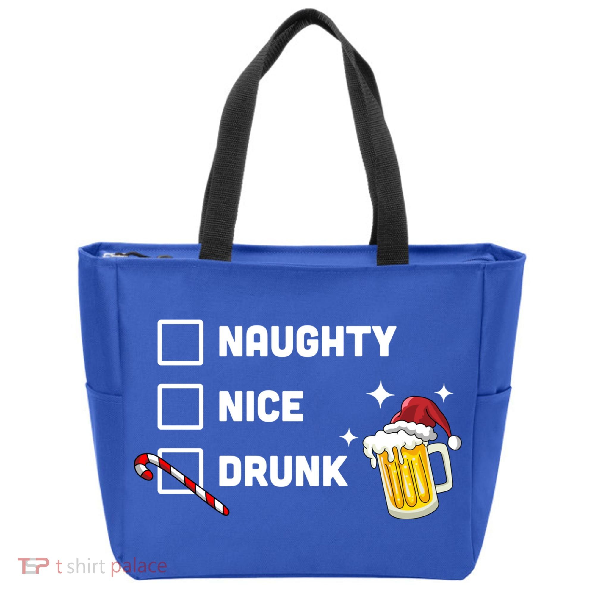 Nice Naughty Drunk Check Christmas Beer Funny Ing Xmas Gift Tote Bag