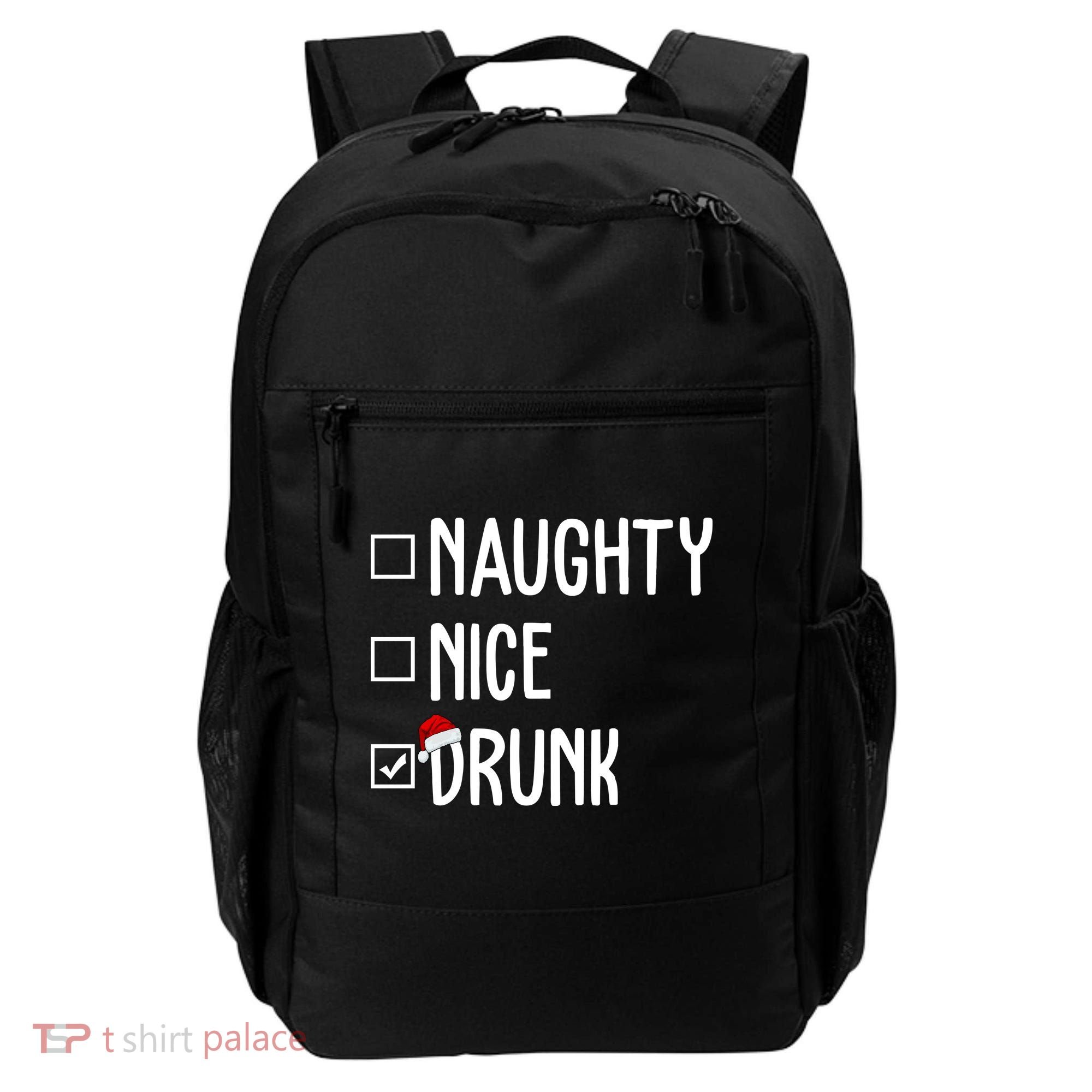 Naughty Nice Drunk Funny Christmas Checklist Backpack