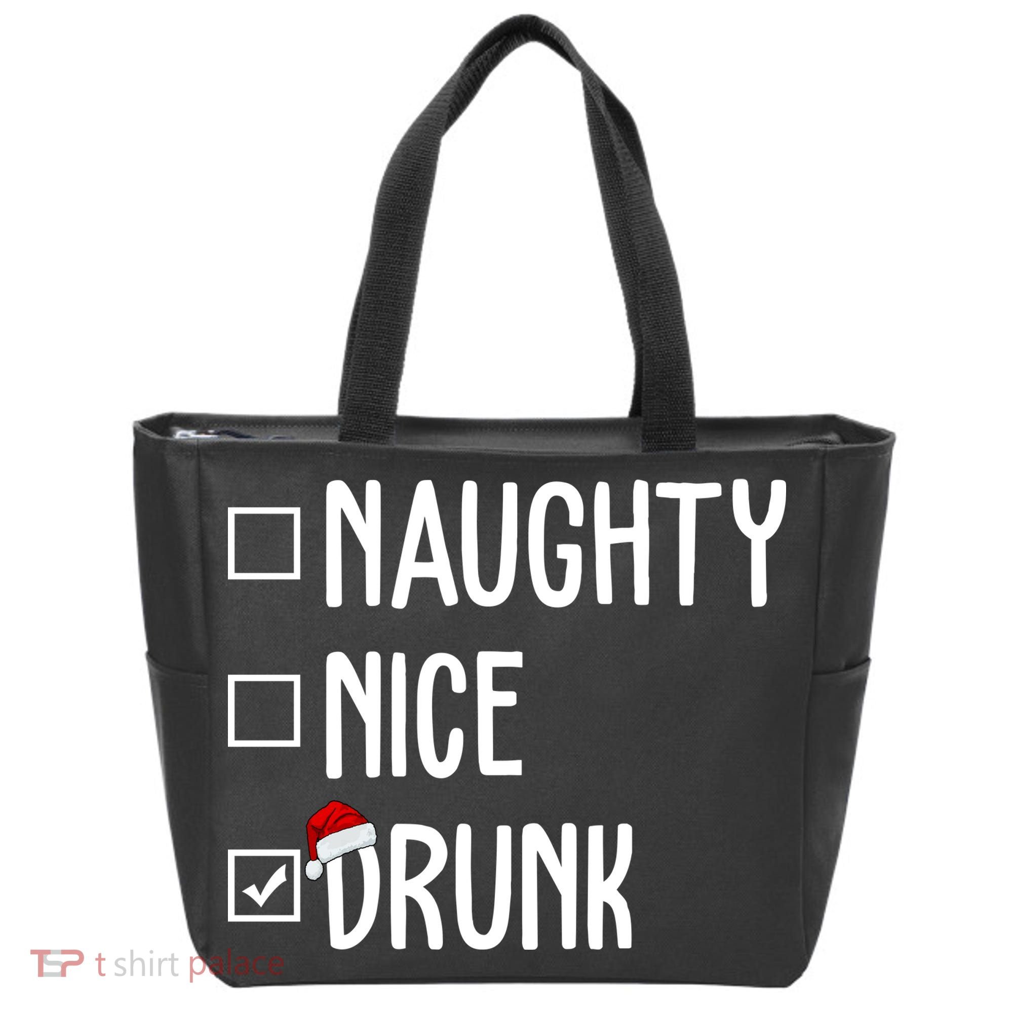 Naughty Nice Drunk Funny Christmas Checklist Tote Bag