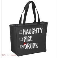 Naughty Nice Drunk Funny Christmas Checklist Tote Bag thumb 2