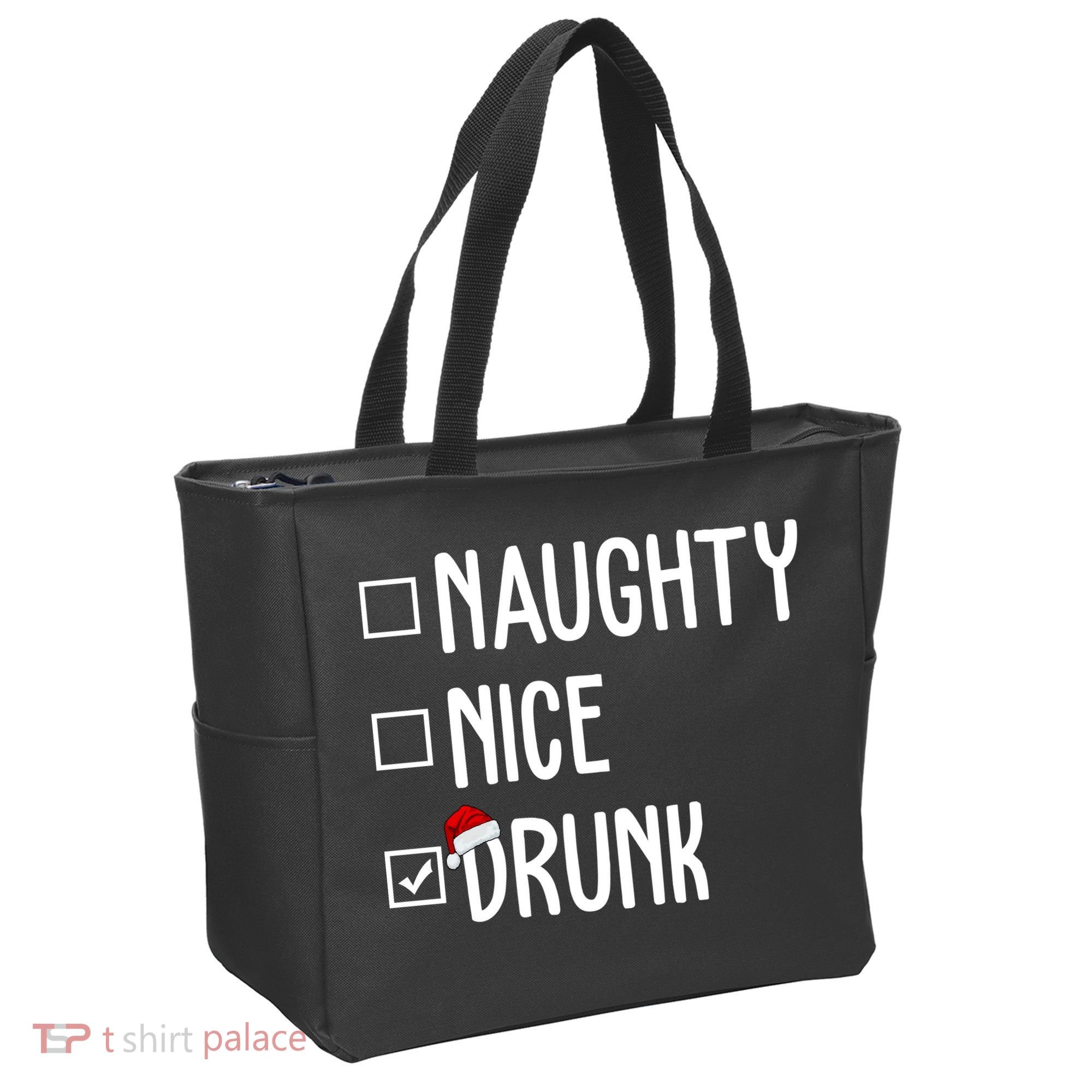 Naughty Nice Drunk Funny Christmas Checklist Tote Bag