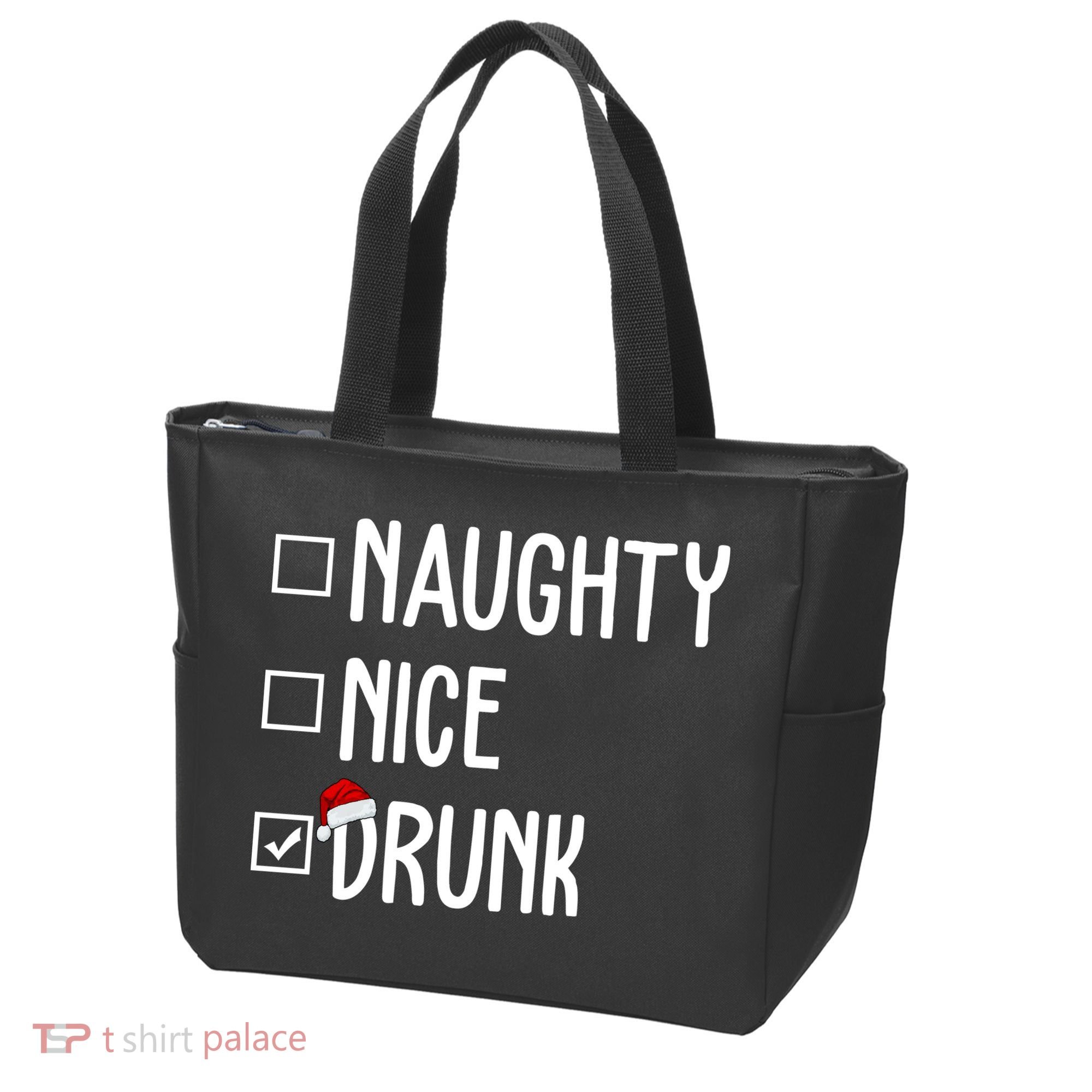 Naughty Nice Drunk Funny Christmas Checklist Tote Bag
