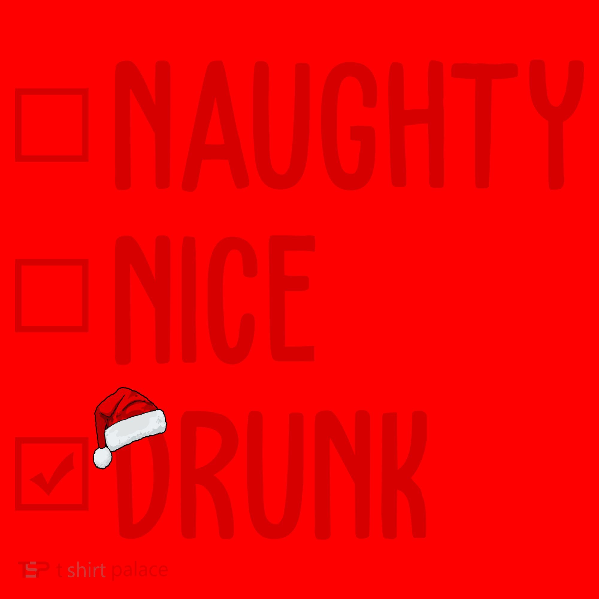Naughty Nice Drunk Funny Christmas Checklist Santa Hat