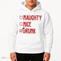 Naughty Nice Drunk Funny Christmas Checklist Hoodie thumb 2