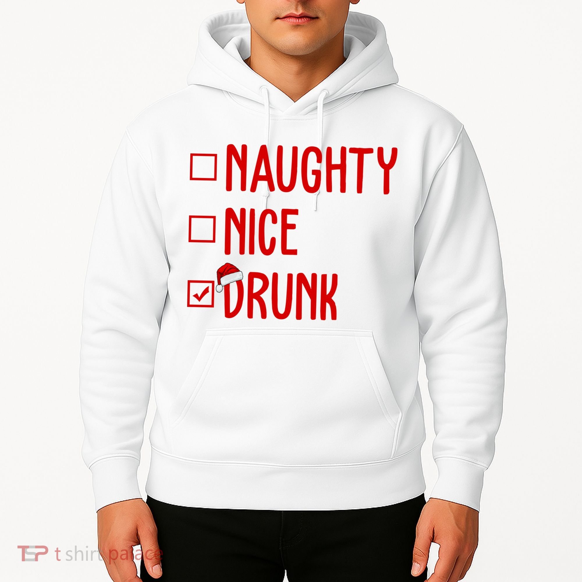 Naughty Nice Drunk Funny Christmas Checklist Hoodie