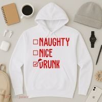 Naughty Nice Drunk Funny Christmas Checklist Hoodie thumb 3