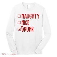 Naughty Nice Drunk Funny Christmas Checklist Long Sleeve Shirt thumb 0
