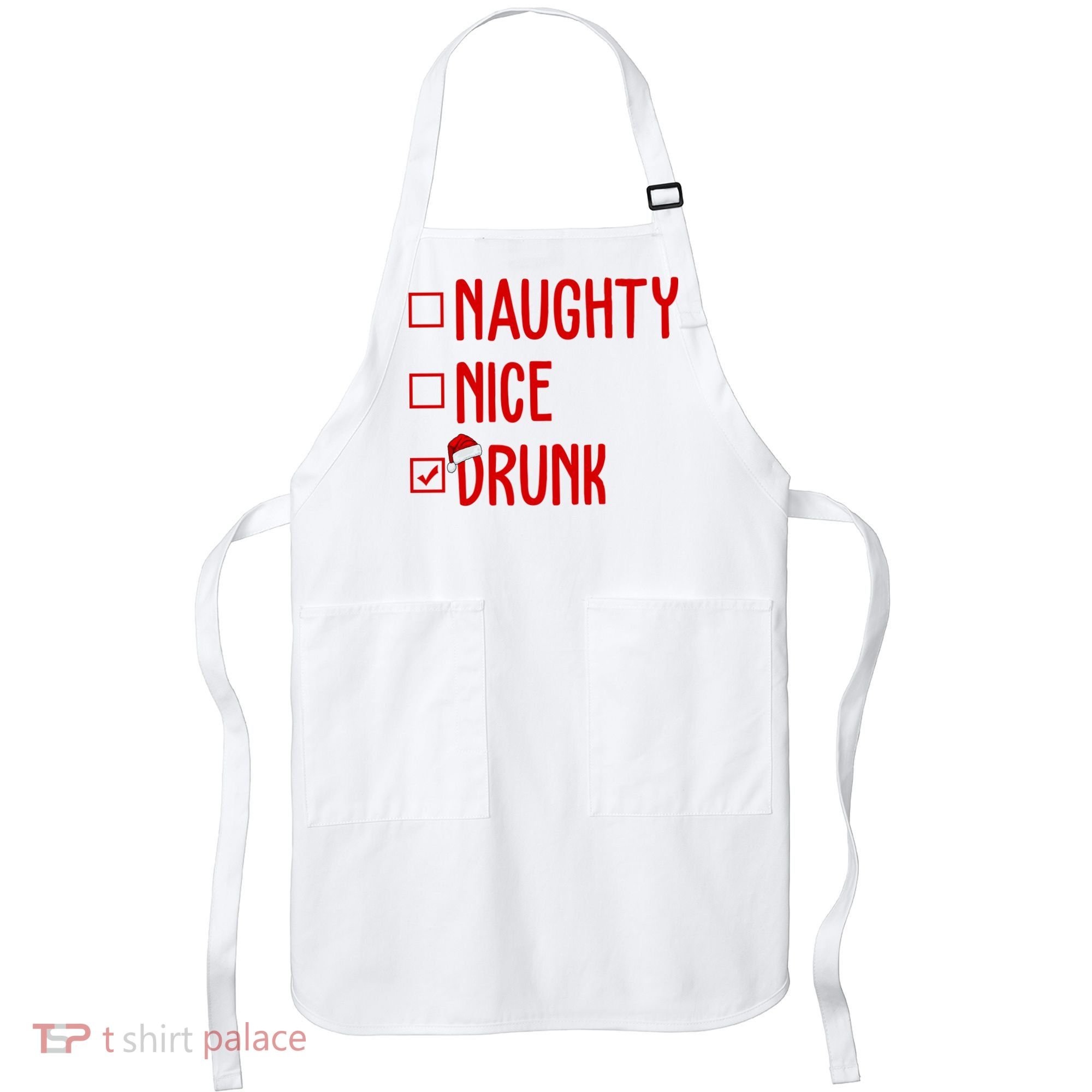 Naughty Nice Drunk Funny Christmas Checklist Apron