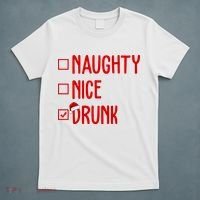 Naughty Nice Drunk Funny Christmas Checklist T-Shirt thumb 5