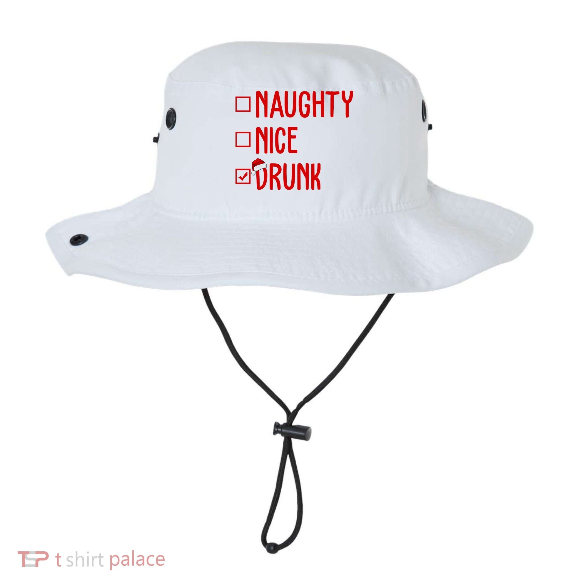 Naughty Nice Drunk Funny Christmas Checklist Bucket Hat