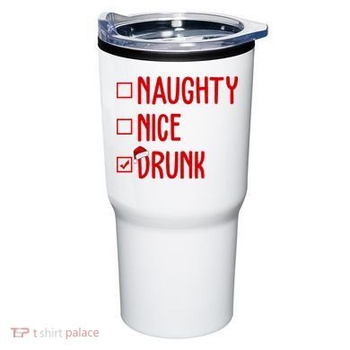 Naughty Nice Drunk Funny Christmas Checklist Tumbler