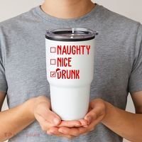 Naughty Nice Drunk Funny Christmas Checklist Tumbler thumb 2