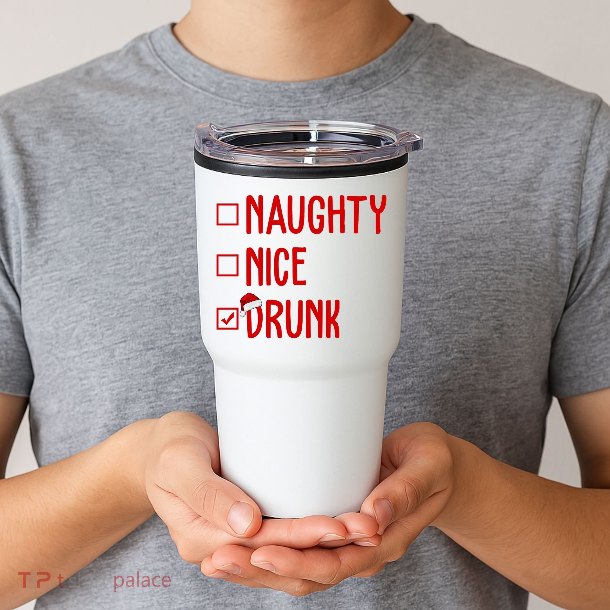 Naughty Nice Drunk Funny Christmas Checklist Tumbler