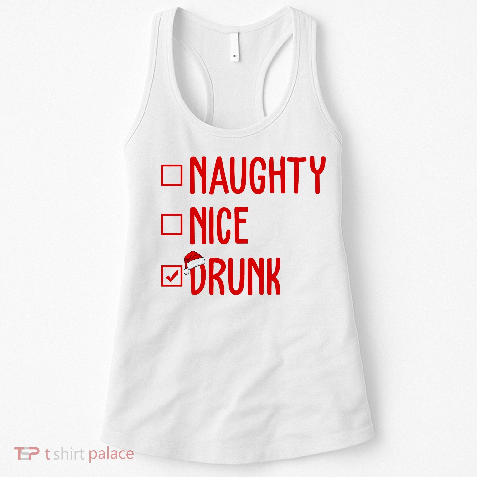 Naughty Nice Drunk Funny Christmas Checklist Women's Tank Top
