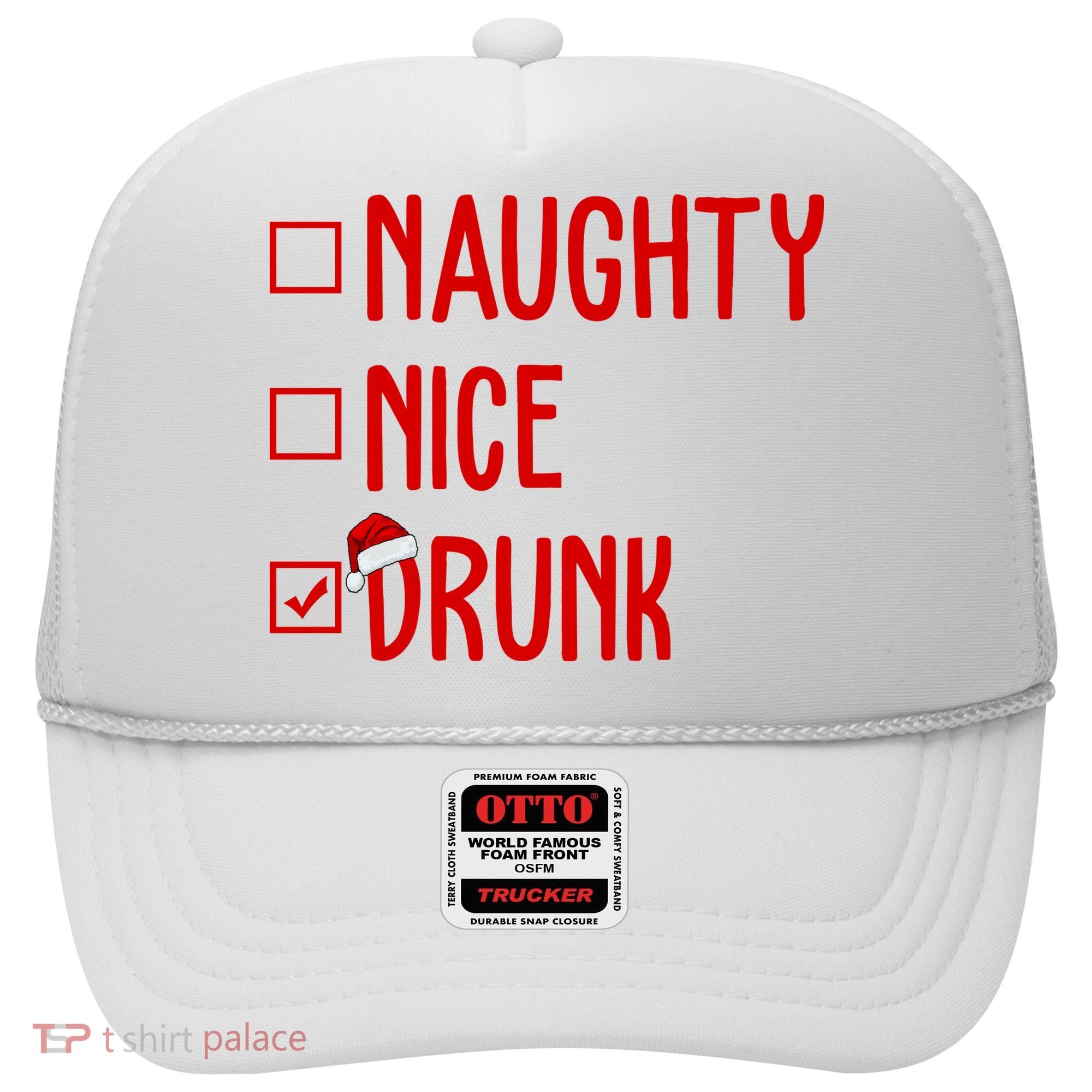 Naughty Nice Drunk Funny Christmas Checklist Hat
