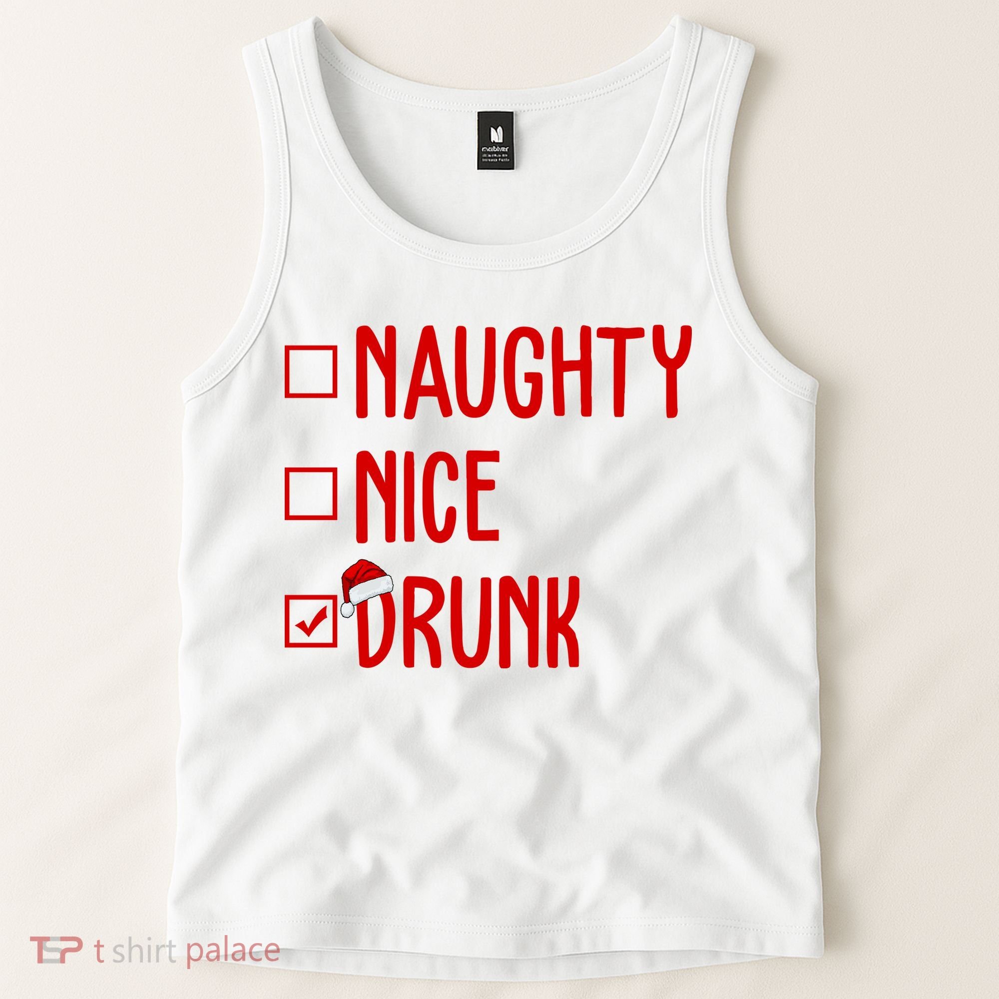 Naughty Nice Drunk Funny Christmas Checklist Tank Top