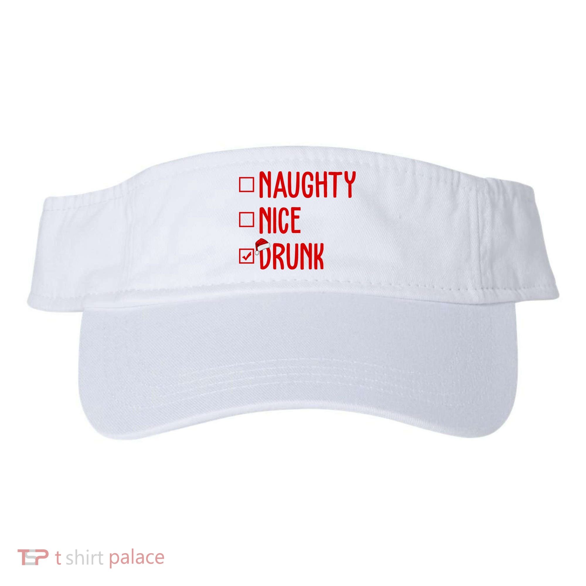 Naughty Nice Drunk Funny Christmas Checklist Visor