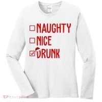 Naughty Nice Drunk Funny Christmas Checklist Women's Long Sleeve Shirt thumb 0
