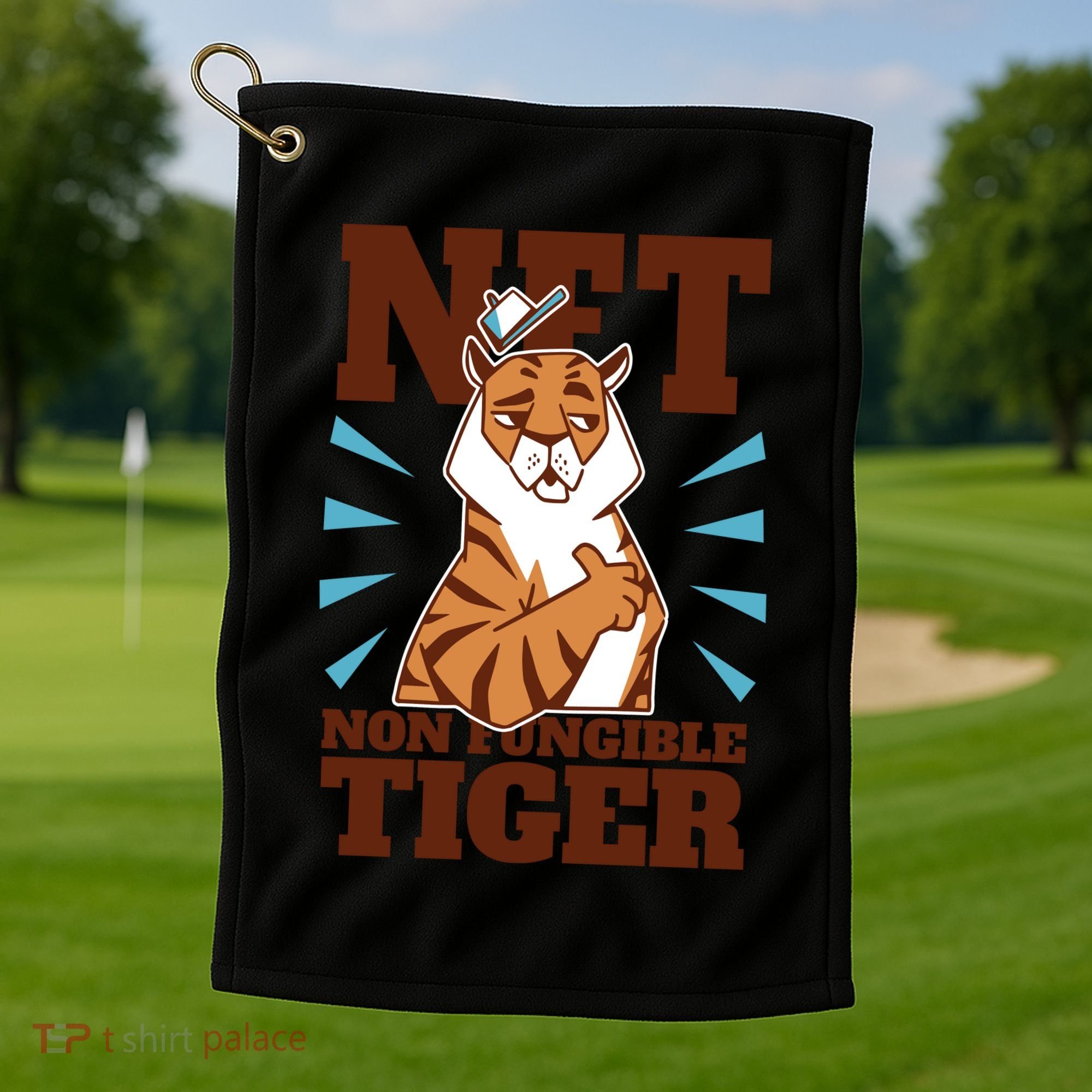 NFT Non Fungible Tiger Funny Crypto Golf Towel