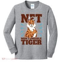 NFT Non Fungible Tiger Funny Crypto Kids Long Sleeve Shirt thumb 0