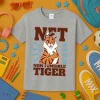 NFT Non Fungible Tiger Funny Crypto Kids T-Shirt thumb 3