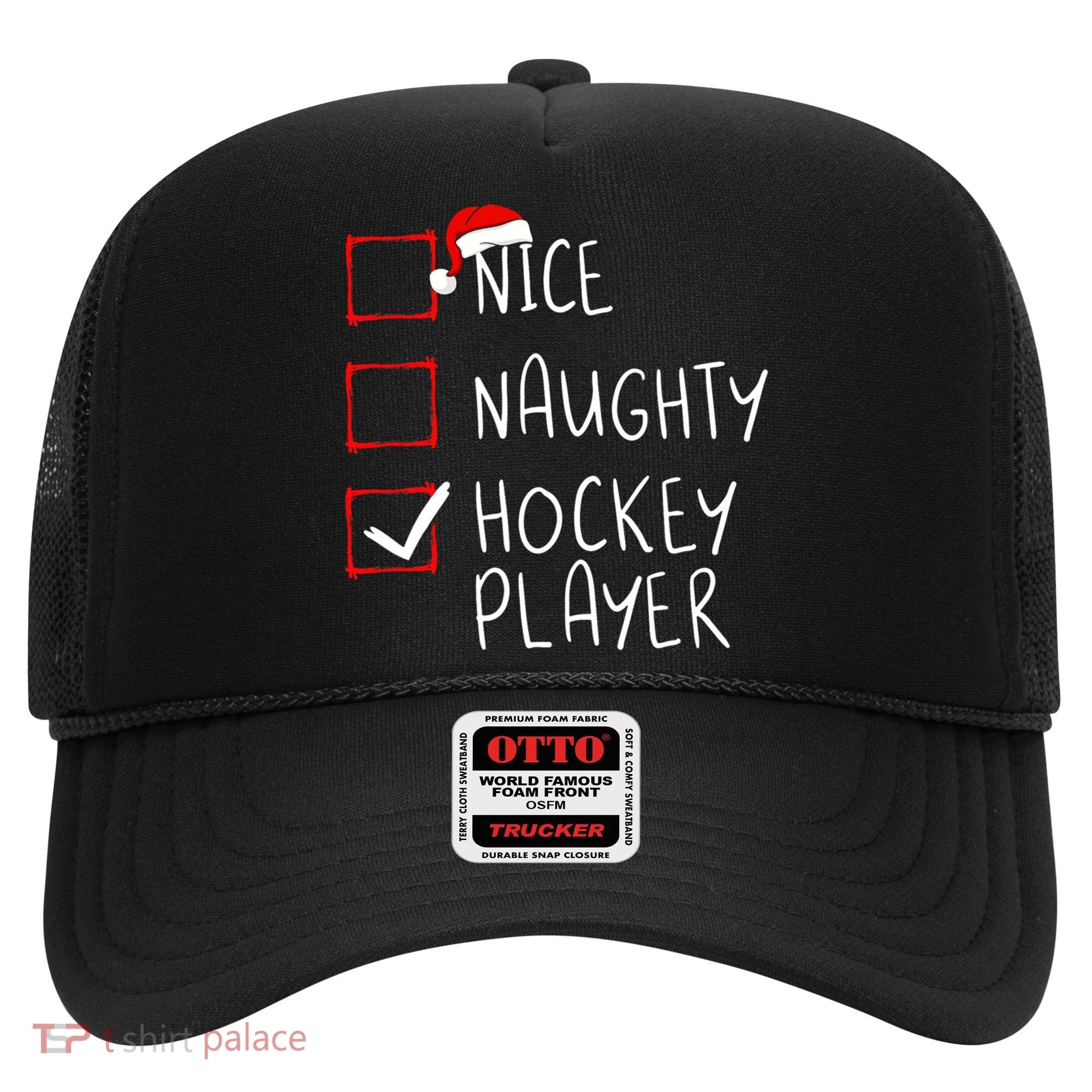 Nice Naughty Hockey Player List Christmas Santa Claus Cute Gift Hat