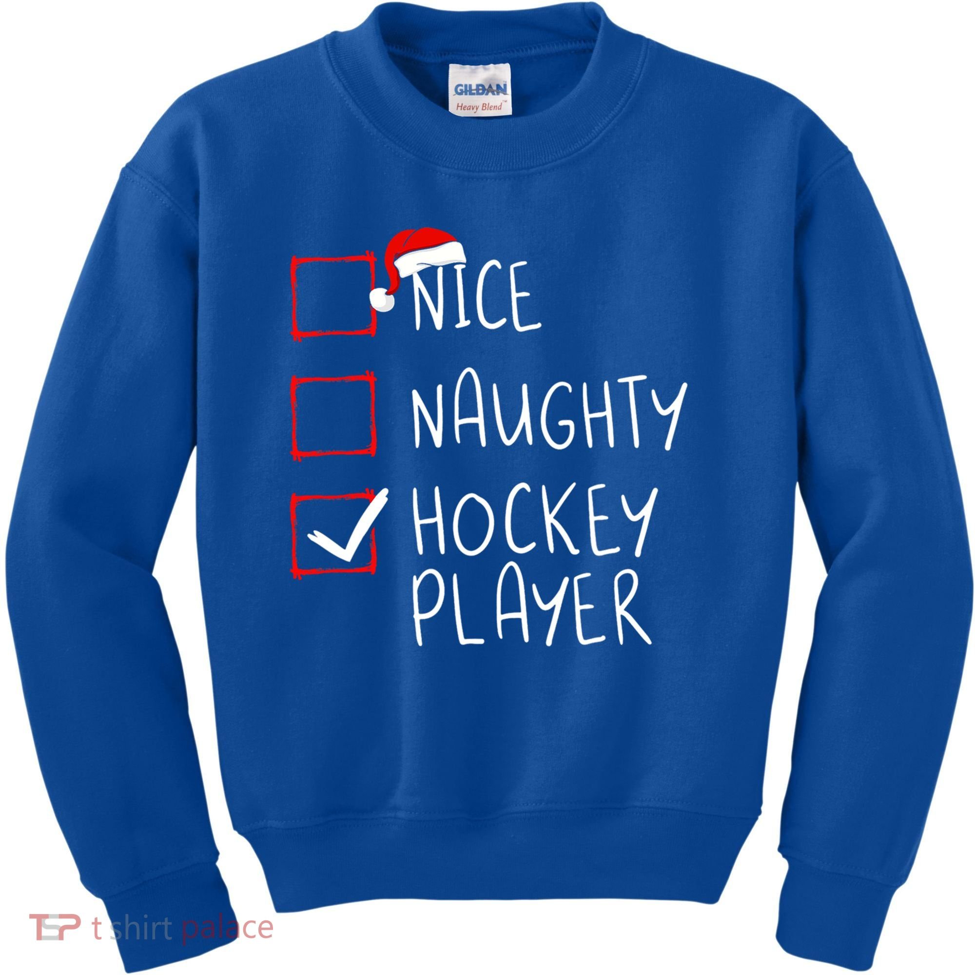 Nice Naughty Hockey Player List Christmas Santa Claus Cute Gift Kids Sweatshirt