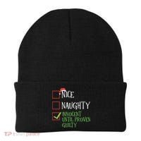 Nice Naughty Innocent Until Proven Guilty Christmas List Great Gift Beanie thumb 0