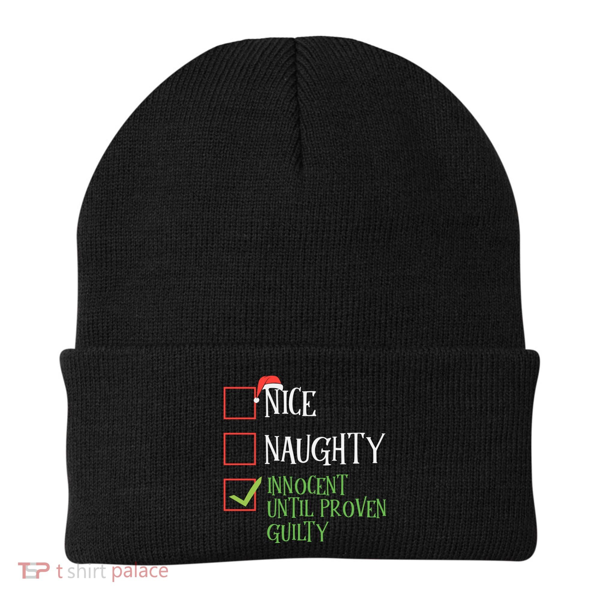 Nice Naughty Innocent Until Proven Guilty Christmas List Great Gift Beanie